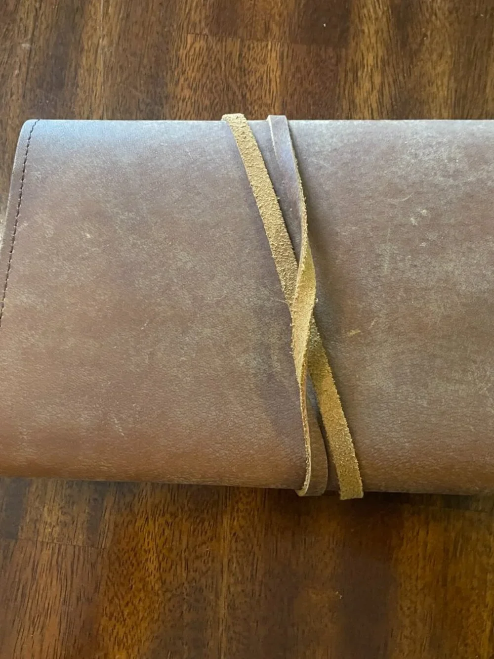 Vintage Brown Leather Journal with Wrap Strap 9